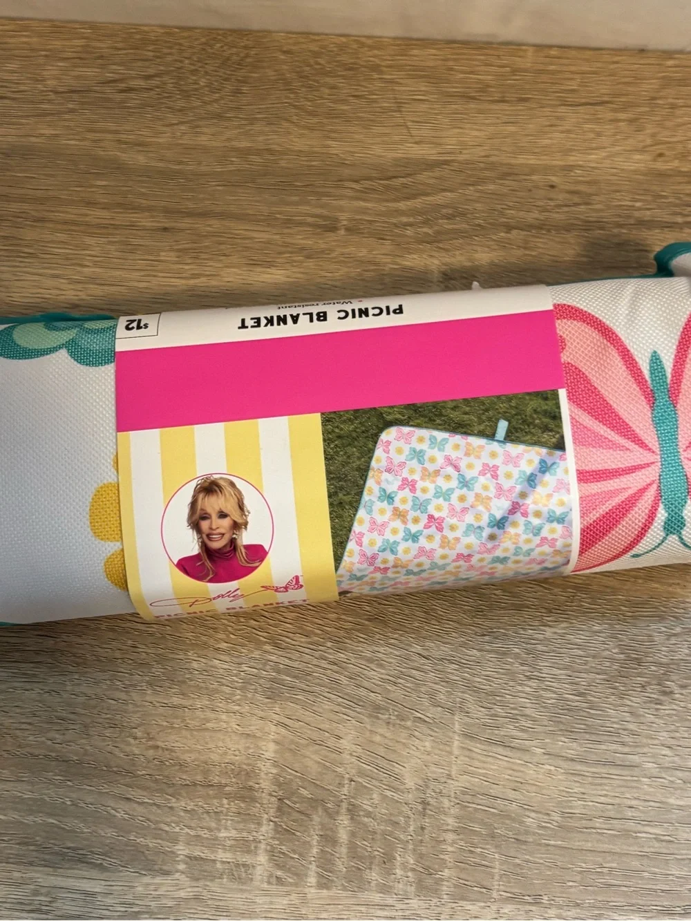 Dolly Parton Butterfly Picnic Blanket - Pink & Teal